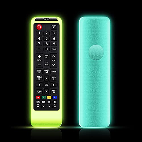 [2 Pack] Samsung-TV-Remote Cover Case Compatible with Samsung Replacement LED LCD HD TV 3D Smart TV Remotes | BN59-01199F | BN59-01315A | Fluorescence [Green+Blue] Glow in The Dark