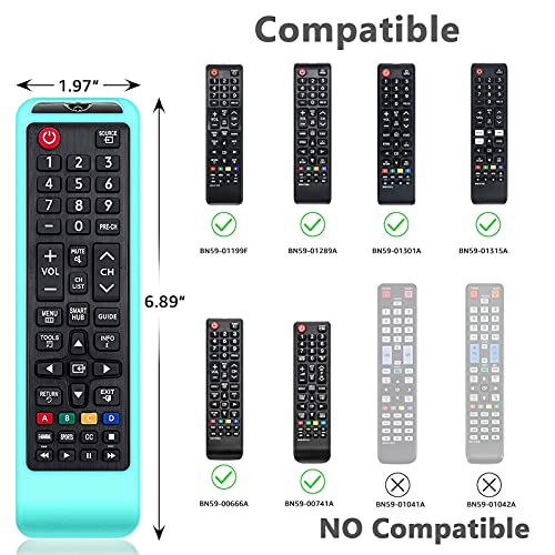 [2 Pack] Samsung-TV-Remote Cover Case Compatible with Samsung Replacement LED LCD HD TV 3D Smart TV Remotes | BN59-01199F | BN59-01315A | Fluorescence [Green+Blue] Glow in The Dark