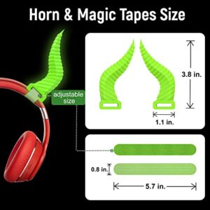 TOLUOHU Cool Horns Headphone Attachment for All Over-Ear Headphones , Cosplay Gaming Headset Props for E-Sports Gamers & Audio Anchors with Adjustable Accessories.( Glow Green )