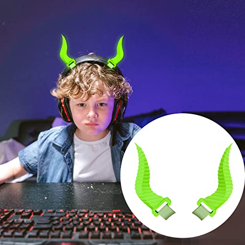 TOLUOHU Cool Horns Headphone Attachment for All Over-Ear Headphones , Cosplay Gaming Headset Props for E-Sports Gamers & Audio Anchors with Adjustable Accessories.( Glow Green )