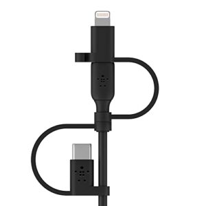 Belkin 3-in-1 Universal USB-A Cable - USB-C Cable, Lightning Cable, Micro-USB Charging Cable - Charging Cord Boost Charge Charger Designed for Apple iPhones & iPads, Galaxy, Tablet, Smartphone - Black