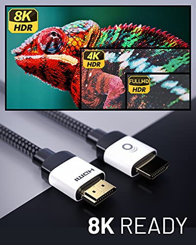 ECHOGEAR HDMI Cables - 8 Foot Certified Ultra High Speed Cable with Flexible Braided Jacket - Get 4k @ 120Hz On PS5 & Xbox Series X - Supports 8k, HDR, eArc, Dolby Vision, & More