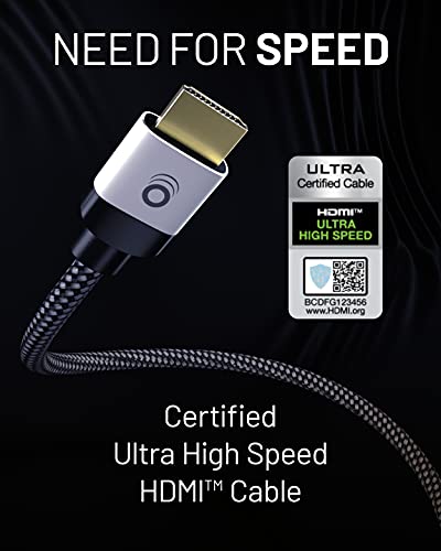 ECHOGEAR HDMI Cables - 8 Foot Certified Ultra High Speed Cable with Flexible Braided Jacket - Get 4k @ 120Hz On PS5 & Xbox Series X - Supports 8k, HDR, eArc, Dolby Vision, & More