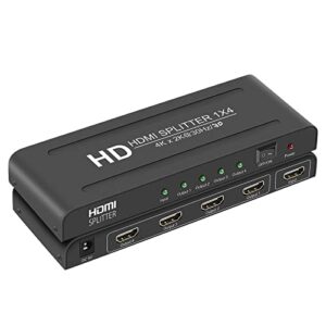linseek hdmi splitter 1 in 4 out, 1x4 hdmi splitter audio video support 4kx2k@30hz and 3d ,powered hdmi splitter with ac adapter ,for xbox 、hdtv stb、computer 、projector 、 ps4 fire stick etc