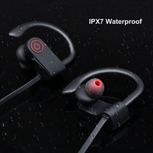 Bluetooth headphones Wireless Earbuds Bluetooth 5.0 running headphones IPX7 Waterproof Neckband Earphones with 8 Hrs Playtime CVC 6.0 Noise Cancellation Headsets for Running Sports Workout Gym (Black)