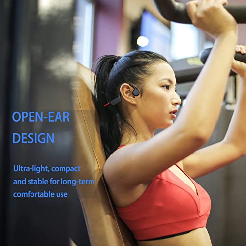 GenXenon X7 Bone Conduction Headphones Bluetooth, Open-Ear Wireless IPX8 Waterproof Swimming Headset Built in 32G Memory with Microphone, Sports Gym Earphones for Running, Driving, Working Out