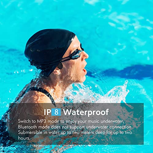 GenXenon X7 Bone Conduction Headphones Bluetooth, Open-Ear Wireless IPX8 Waterproof Swimming Headset Built in 32G Memory with Microphone, Sports Gym Earphones for Running, Driving, Working Out