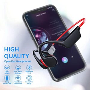 GenXenon X7 Bone Conduction Headphones Bluetooth, Open-Ear Wireless IPX8 Waterproof Swimming Headset Built in 32G Memory with Microphone, Sports Gym Earphones for Running, Driving, Working Out