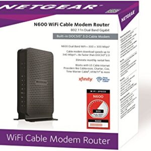 NETGEAR N600 (8x4) WiFi DOCSIS 3.0 Cable Modem Router (C3700) Certified for Xfinity from Comcast, Spectrum, Cox, Spectrum & more