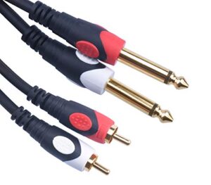 devinal 1/4 to rca cable, dual rca to dual 1/4 ts interconnect cable, double 6.35mm mono to 2 rca/phono stereo patch cable cord adapter 20 foot 6m