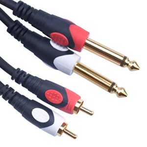 Devinal 1/4 to RCA Cable, Dual RCA to Dual 1/4 TS Interconnect Cable, Double 6.35mm Mono to 2 RCA/Phono Stereo Patch Cable Cord Adapter 20 Foot 6m