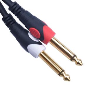 Devinal 1/4 to RCA Cable, Dual RCA to Dual 1/4 TS Interconnect Cable, Double 6.35mm Mono to 2 RCA/Phono Stereo Patch Cable Cord Adapter 20 Foot 6m