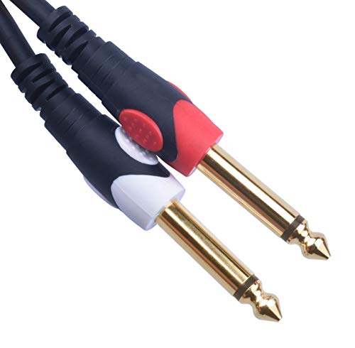 Devinal 1/4 to RCA Cable, Dual RCA to Dual 1/4 TS Interconnect Cable, Double 6.35mm Mono to 2 RCA/Phono Stereo Patch Cable Cord Adapter 20 Foot 6m