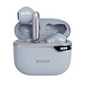 joysilin – true wireless earbuds – in-ear bluetooth headphones – built-in microphone and wireless charging case – 36-hour loop – sports waterproof – grey
