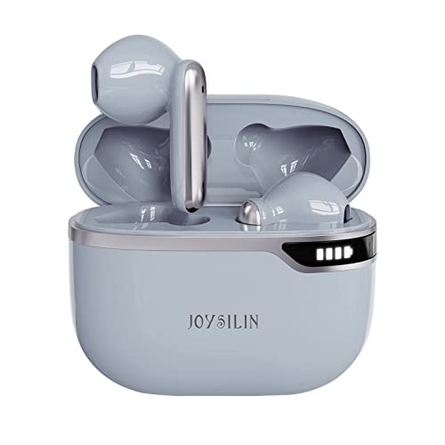 JOYSILIN - True Wireless Earbuds - in-Ear Bluetooth Headphones - Built-in Microphone and Wireless Charging case - 36-Hour Loop - Sports Waterproof - Grey