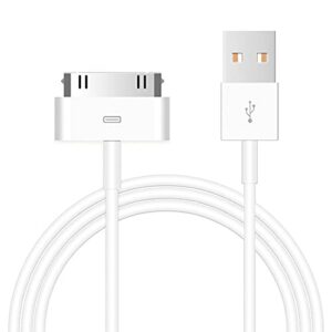 pocxwa 1-pack 30-pin charger cable compatible for old iphone 4 4s 3g 3gs, ipad 1 2 3, ipod touch, ipod nano usb fast charge & sync charging cord