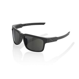 100% type s sport wrap around sunglasses – durable, lightweight active performance eyewear w/rubber temple & nose grip (soft tact slate – grey peakpolar lens)