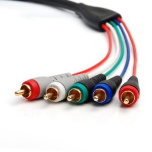 bluerigger component video cable with audio (6ft, rca- 5 cable, supports 1080i) – compatible with dvd players, vcr, camcorder, projector