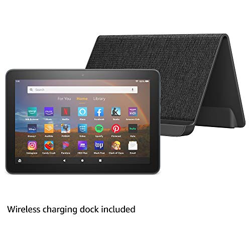 Fire HD 8 Plus tablet, HD display, 64 GB, our best 8" tablet for portable entertainment, Slate + Made for Amazon, Wireless Charging Dock