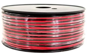 pure copper 24 awg (american wire gauge) 200 feet red & 200’ black bonded zip cord cable for car audio 12volt automotive led light harness wiring (also available in 50 & 100 ft roll)