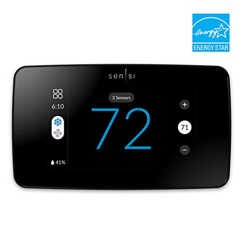 Sensi Touch 2 Black Smart Thermostat by Emerson with Touchscreen Color Display, Programmable, Wi-Fi, Mobile App, Easy DIY, Data Privacy, Works with Alexa, Energy Star Certified, ST76, C-Wire Required