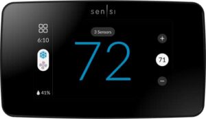 sensi touch 2 black smart thermostat by emerson with touchscreen color display, programmable, wi-fi, mobile app, easy diy, data privacy, works with alexa, energy star certified, st76, c-wire required