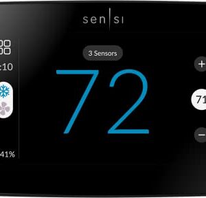Sensi Touch 2 Black Smart Thermostat by Emerson with Touchscreen Color Display, Programmable, Wi-Fi, Mobile App, Easy DIY, Data Privacy, Works with Alexa, Energy Star Certified, ST76, C-Wire Required