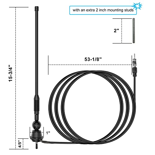 JSZAAHZ Car Radio Antenna Waterproof Marine Antenna AM FM Golf Cart ATV UTV RV Car Stereo Radio Antenna Boat Mast Flexible Radio Antenna for Truck Excavator Tractor RVR Yacht Pontoon