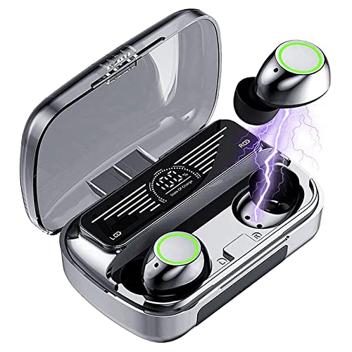 Wireless Earbuds,Bluetooth 5.2 Powerful Bass True Wireless Earphones,IPX6 Waterproof Touch Control HiFi Stereo Sound In Ear CVC8.0 Tech Noise Reduction Headphones with Mic,One-Step Pairing,LED Display