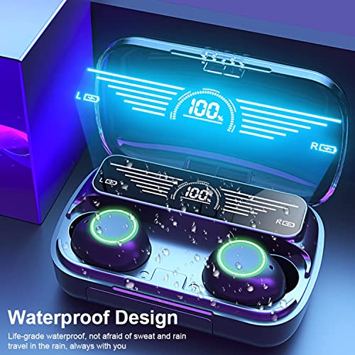 Wireless Earbuds,Bluetooth 5.2 Powerful Bass True Wireless Earphones,IPX6 Waterproof Touch Control HiFi Stereo Sound In Ear CVC8.0 Tech Noise Reduction Headphones with Mic,One-Step Pairing,LED Display