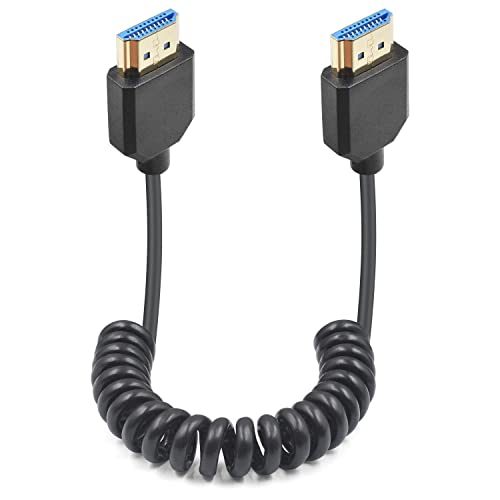 Duttek 8K HDMI Coiled Cable, Ultra HD HDMI to HDMI Coiled Cable, Extreme Thin HDMI 2.1 Male Cable Support Dynamic HDR Up to 48Gbps Compatible with TV, Monitor, Computer, Xbox, Laptop. 4FT/1.2M