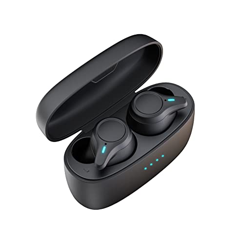 KOSETON E10 True Wireless Bluetooth Earbuds, Titanium Black – Wireless Earbuds for Running and Sport, Charging Case Included, Dual Microphones, 30 Hour Battery and Great Sound Quality