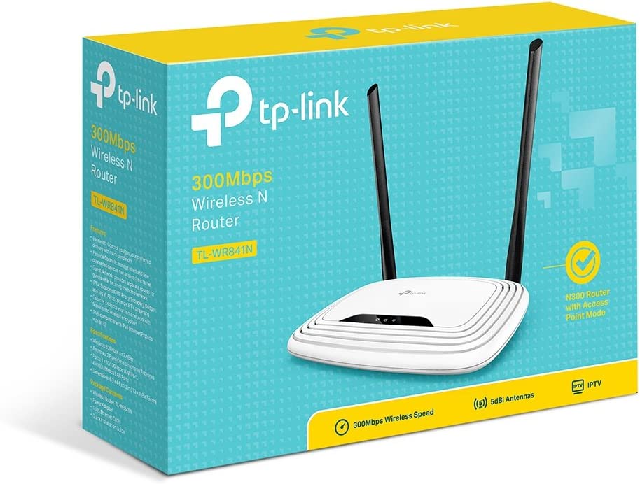 TP-Link N300 Wireless Extender, Wi-Fi Router (TL-WR841N) - 2 x 5dBi High Power Antennas, Supports Access Point, WISP, Up to 300Mbps