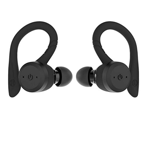 DLW True Wireless Earbuds Bluetooth 5.0 Headphones, Sports in-Ear TWS Stereo Mini Headset w/Mic HiFi Bass IPX7 Waterproof, One Step Instant Pairing Case Noise Cancelling Earphones (Black)