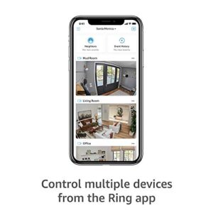 Introducing Ring Indoor Cam, Compact Plug-In HD security camera with two-way talk, White, Works with Alexa – 4-Pack