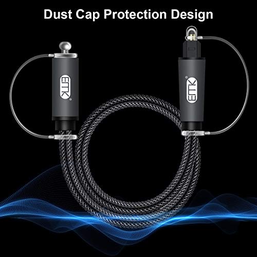 Optical Extension Cable Male to Female Coupler CableToslink Audio Cable Nylon Braided Jacket 24K Gold-Plated Fiber Digital Extension Adapter Cable for Home Theater Sound bar TV PS4 Xbox 3.3ft