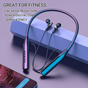 HURKEYE Bluetooth Headphones Neckband 45 Hours Playtime with Microphone Headset, IPX5 Waterproof Sport Earphones Wireless Earbuds for Clear Calls, Music,for Running Workout Fitness (Black)
