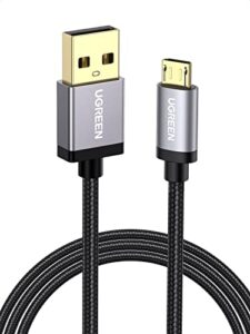 ugreen micro usb cable, 1.5ft high speed fast charging usb cable, nylon braided durable android phone charger cord, compatible with samsung galaxy s7 s6 note lg v10 tablet ps4 mp3