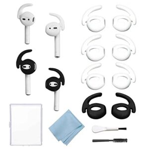 ear hooks ear cover designed for apple airpods 1 and 2,accessories for running, jogging, cycling, gym (3 white + 1 black)