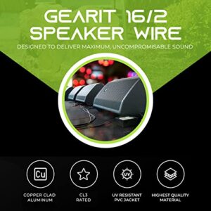 GearIT 16/2 Speaker Wire (100 Feet) 16 Gauge (Copper Clad Aluminum) - Outdoor Direct Burial in Ground/in Wall / CL3 CL2 Rated / 2 Conductors - CCA, Black 100ft