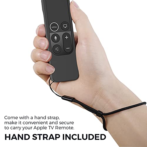 AhaStyle Protective Case for Apple TV Remote with AirTag Holder, Anti Slip Silicone Cover Compatible with 2017 Apple TV 4K [1st Generation] and 2016 Apple TV HD (Black)