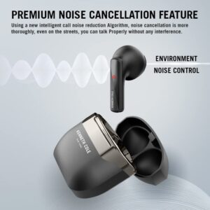 Kenneth Cole True Wireless Earbuds Bluetooth 5.1 Headphones with Environment Noise Cancellation, Voice Assistant, and Mic - One-Touch Controls Built for Sports, Gaming, and Leisure - Black