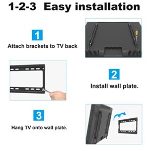 Fixed TV Wall Mount for Most 26-60 Inch TVs, Low Profile TV Mount with Quick Release Lock, Ultra Slim Wall Mount TV Bracket, Max VESA 400x400mm, Holds up to 99 lbs, up to 16”Wood Studs by USX STAR