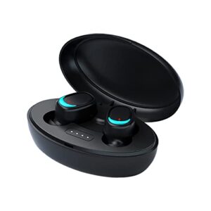 mini wireless earbuds bluetooth 5.2/5.3 in ear headphones built-in microphone, light-weight ipx5 waterproof stereo headset with charging case for sport (black)