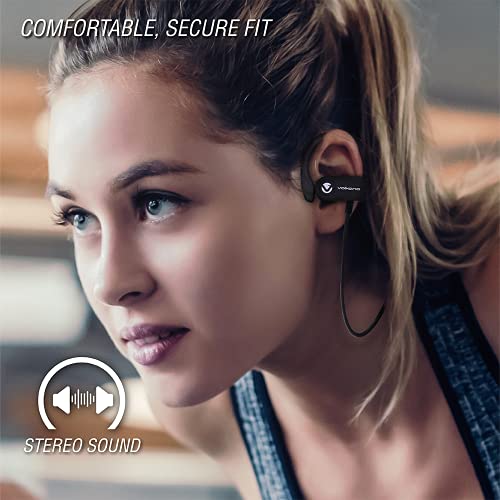 Volkano Wireless Earphones - Bluetooth 5.0 Sports Earbuds, Workout Buds Ear Hook Design for Running, Gym - Immersive Sound, Dynamic in Ear Control, 3 Hour Playback & USB Charger, Race Series (Black)