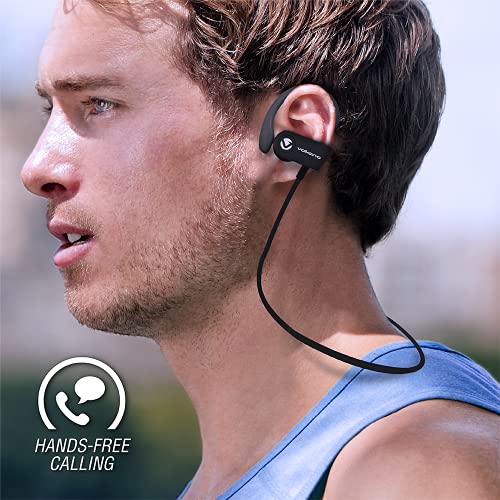 Volkano Wireless Earphones - Bluetooth 5.0 Sports Earbuds, Workout Buds Ear Hook Design for Running, Gym - Immersive Sound, Dynamic in Ear Control, 3 Hour Playback & USB Charger, Race Series (Black)