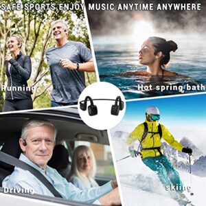 Waterproof Bone Conduction Headphones for Swimming,IPX8 Open-ear 16GB MP3 Player Bluetooth Wireless Sports Swimming Headphones with Noise Cancelling Mic for Swimming Skiing Cycling Driving Gym