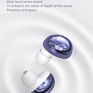 eDealz in-Ear Wireless Bluetooth 5.2 Headphones, Earbuds IPX6 Waterproof with Microphone Rechargeable USB C Case for Smartphones Android iOS (Purple)