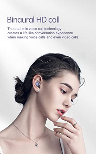 eDealz in-Ear Wireless Bluetooth 5.2 Headphones, Earbuds IPX6 Waterproof with Microphone Rechargeable USB C Case for Smartphones Android iOS (Purple)