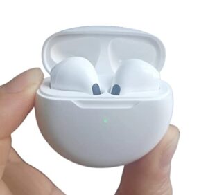 earbuds, bluetooth in-ear headphones, immersive bass sound, earphones with mini charging case, mic, waterproof for sport, work, travel. compatible with iphone/android/samsung/pc (white)